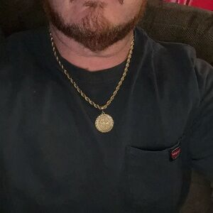 Gold Plated chain 14k stamped rope chain 24in 6mm with charm